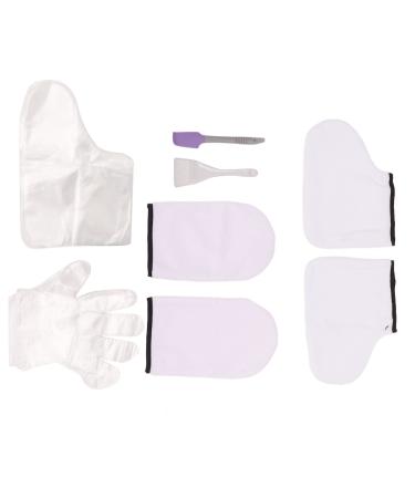 White Wax Bath Mitts Set Large Brush Purple Spatula Soft Mitts Foot Cover Paraffin Wax Hand Foot Care Set