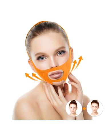 Facelift Slimming Belt for Women Double Chin Reducer V Line Cheek Lift Thin Mask Strap Anti Wrinkle Bandage (Orange)