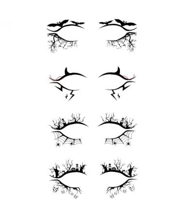 4 Pairs/set Halloween Eyeliner Stickers Eye Shadow Lining Stickers Halloween Eye Shadow Stickers Kit for Women Style2