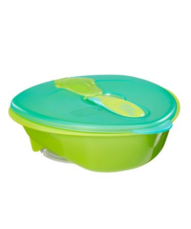 Vital Baby Nourish Power Suction Bowl Weaning and Feeding Bowl Strongest Suction Non-Slip - Deep Sides - Chunky Feeding Spoon - BPA Phthalates & Latex Free - Toddler Self-Feeding Green