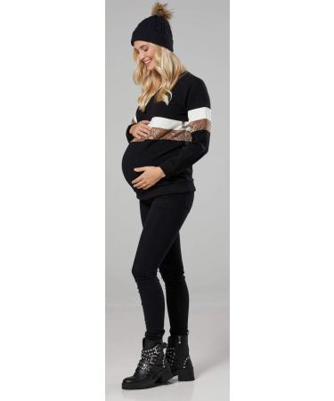 Happy Mama Women's Maternity Nursing Zipped Sweatshirt 1110 - Black & Anaconda Print - Size 14 - Buy Online on SooperMarket.com