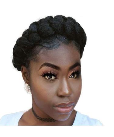 DIGUAN Afro Thick Yaki Straight Wide 2 Strands Synthetic Braided Headband for Black Women - Kinky Straight Natural Black Hairpiece - Buy Online on SooperMarket.com
