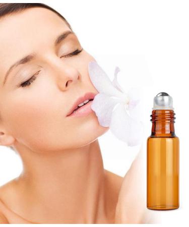 4PCs Brown Roll-On Glass Bottles for Essential Oils Refillable 5ml Aromatherapy & Perfume Roller Bottles - Buy Online on SooperMarket.com