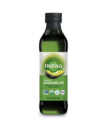 Nutiva Organic Steam-Refined Avocado Oil, 100% Pure, 16 Fl Oz, USDA Organic, Non GMO, Whole 30 Approved, Keto, Paleo, High-Heat Oil with Neutral Flavor and Aroma for Cooking & Frying 16 Fl Oz (Pack of 1)