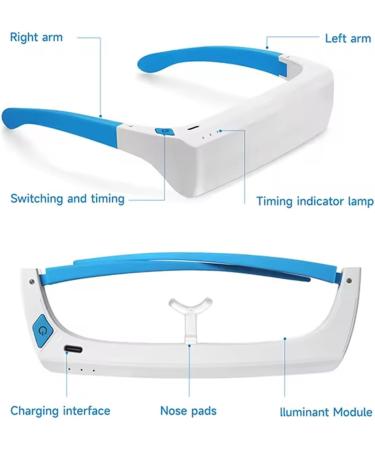 Light Therapy Glasses Wearable UV-Free Blue White LED Light Therapy Happy Lamp Goggles Natural Relief for Good Sleep Boost Energy and Jet Lag - Buy Online on SooperMarket.com