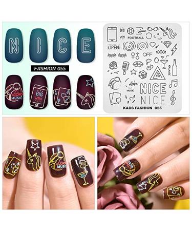 Alexnailart Nail Stamp Plates - Creative Fashion Templates for DIY Nail Art | Neon Sign & Music Designs | Multi-Pattern Manicure Tools FA055 - Buy Online on SooperMarket.com
