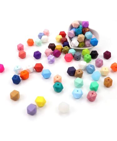 60Pcs Hexagon Silicone Beads 14mm - DIY Bracelet & Necklace Making Kit | Soft & Colorful Loose Beads for Handmade Women's Jewelry - 62 Colors - Buy Online on SooperMarket.com