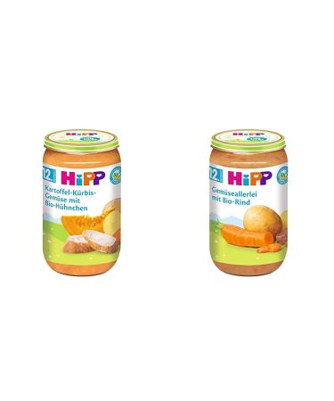 Hipp potato pumpkin vegetables with organic chicken 6-pack (6 x 250 g) & vegetable alleys with bio-cattle 6 Pack (6 x 250 g) bundle with vegetable alleys