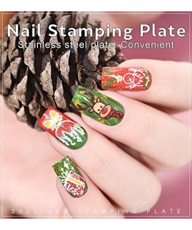 Christmas Nail Art Stamping Plate - Festive Elk, Snowman, Bell, Balloon & Tree Design Tool (CH019) - Buy Online on SooperMarket.com