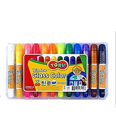 Toru Window Glass Color Crayon Marker Washable Paper Aqua Non-Toxic 12 Colors