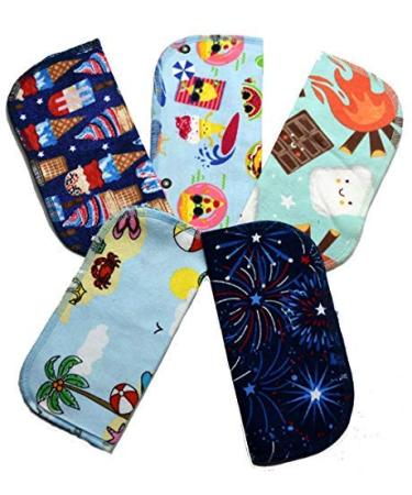 1 Ply Printed Flannel 8x8 Inches Little Wipes Set of 5 Summertime Fun