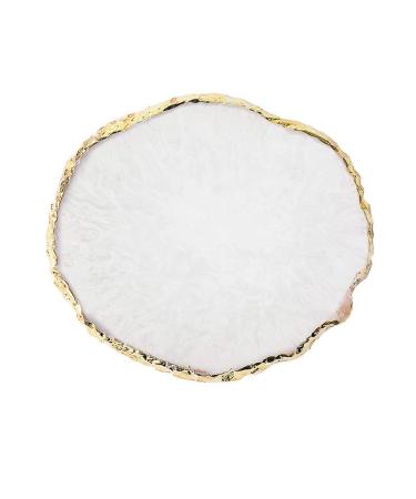 JASSINS Resin Nail Art Palette Nail Art Painting Mixed Color Palette Gold Edge Nail Gel Color Makeup Display Board(White) 2 White