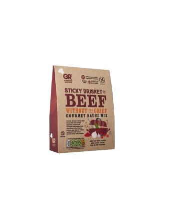 Gordon Rhodes' Sticky Brisket of Beef Without The Grief Sauce Mix - Sweet Paprika Tomato & Crushed Chilli Seeds - Easy to Prepare - Gluten-Free & Suitable for Vegetarians (1 x 75gm) Slow Roasting Sticky Beef Sauce Mix