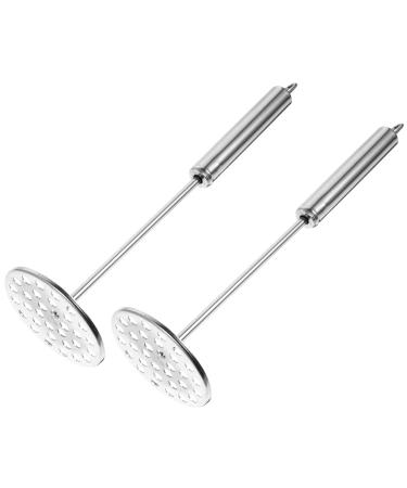 Hemoton Carrot Cookware 2pcs Potato Masher Stainless Steel with Fine Mesh Platter Fruit Cooking Tools for Bead Fruits Yams Baby Food (Silver) Garlic Smasher Press