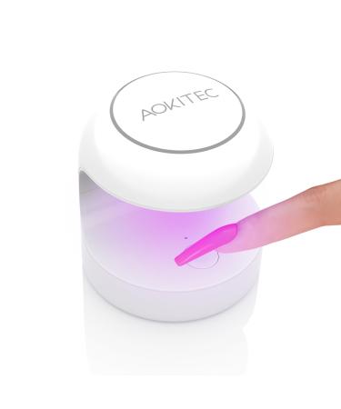 Aokitec Mini UV LED Nail Lamp Quicky-Dry UV Light for Nails Gel Polish Nail Tips Poly Gel Extension Resin Manicure UV LED Light Nail Dryer DIY Nail Art(White) AK00137-white