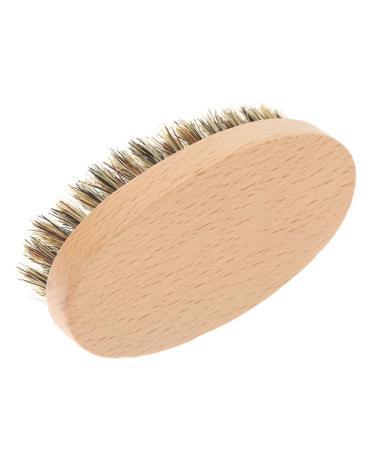 Premium Mini Beard Brush for Men - Wild Boar Oval Design | Facial Hair Cleaning & Grooming Tool (9x5x3 cm) - Buy Online on SooperMarket.com