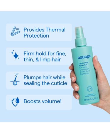 Aquage Thickening Spraygel Firm-Hold Styling Spray with Ultraflex Polymer Technology Thickens & Strengthens Fine Thin Hair That Lacks Body & Vitality Floral - Consciously Crafted 8 Fl Oz (Pack of 1) - Buy Online on SooperMarket.com