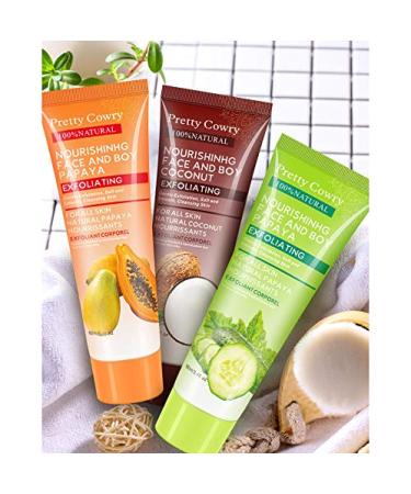 Pretty Cowry Exfoliating Peel Gel - Coconut Papaya Cucumber | 100ml Facial & Body Exfoliator for Dead Skin Removal - Buy Online on SooperMarket.com