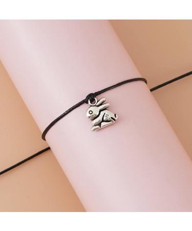 OralGos Happy Easter Bracelet - Adjustable Alloy Rabbit Pendant Wax Rope Braided Bracelet for a Festive Look - Buy Online on SooperMarket.com