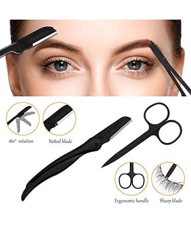 Holesto 8-Piece Eyebrow Tweezers Set - Precision Plucking Tools with Eyebrow Pencil Brush Scissors & Case - Perfect for Flawless Brows - Buy Online on SooperMarket.com