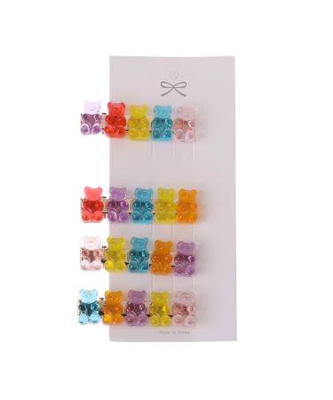 caralin Candy Color Cartoon Panda Bear Hair Clips Mixed Gummy Bear Barrette Candy Hairpins Hair Accss for Family Gathering As Pic Shows