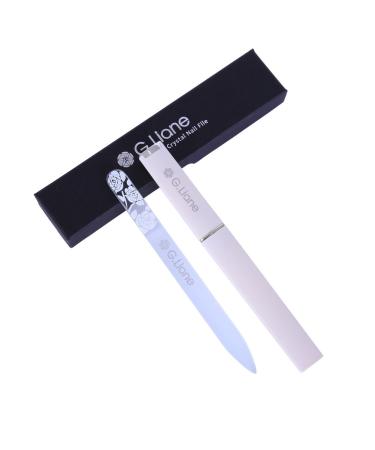G.Liane Premium Glass Nail File with Case Professional Crystal Fingernail Files Perfect Manicure Set for Women Men Kids Nail Care Gift Set (Rose White)