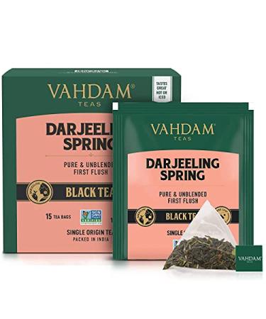 Vahdam Teas Black Darjeeling Tea - 15 Premium Tea Bags (1.06 oz) | Authentic Flavor - Buy Online on SooperMarket.com