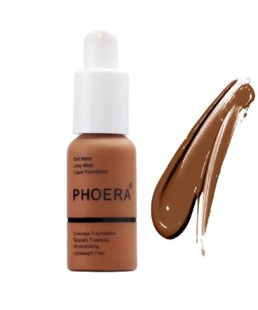 Phooera Fulll Coverage Liquid foundation Matte Finish Concealer Long wear 24hrs Oil Controlling Naturally Flawless Lightweigt Feel Buildable (109 MOCHA)