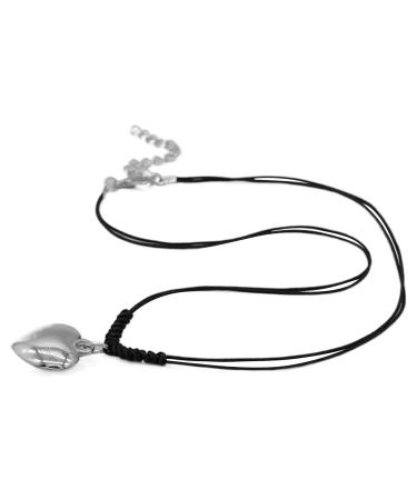 Oralgos adjustable black cord necklace with heart trailer fashionable necklace stylish chain for women and men braided rope + alloy