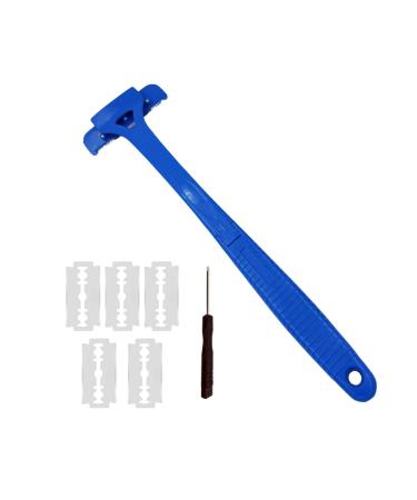 Mag Ideal back razor for men back razors with a long handle wet or dry shave hair removal device back scratch leg epilier blue