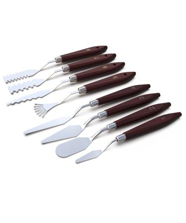 8 Pack Painting Knife Set, Stainless Steel Palette Knife Set, Prefessional Painting Knives Spatula with Wood Hnadle, Painting Tools Set for Oil Paint Canvas Artists Beginners