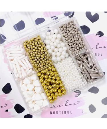 Sprinkle box white gold silver metallic Sprinkles for cupcake cookies cake pearls chocolate balls 100s and 1000s birthday decoration topper mix blend WHITE GOLD SILVER SPRINKLE BOX