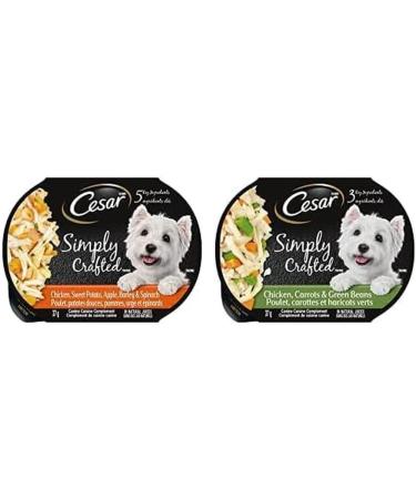 CESAR Simply Crafted Wet Dog Food Chicken Sweet Potato Apple Barley & Spinach and Carrots & Green Beans 37g Pack of 10