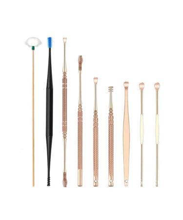 WAITLOVER 9Pcs Earpick Wax Remover Curette Goose Feather Ear Pick Ear Cleaner Spoon Wholesale Kits Ear Cleaner Steel Tool