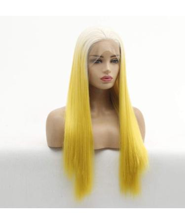 BGHJUE N Wig Yellow Long Straight Short Synthetic Wig Blend 50% Human Hair Soft Smooth Heat Resistant Cut Hair Wigs For Women