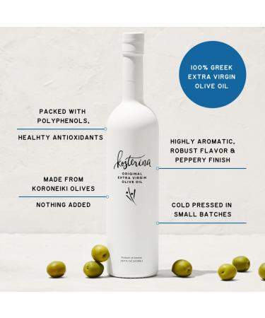 Kosterina Original Extra Virgin Olive Oil - Premium Cold-Pressed Greek EVOO (16.9 oz) | 100% Pure Koroneiki Olives | Superfood | Peppery & Smooth Flavor - Buy Online on SooperMarket.com