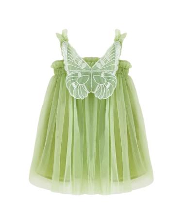 PythJooh Baby Girl Tulle Dress Toddler Girl Sleeveless Butterfly Wings Tutu Princess Dress Daisy Stars Sundresses for 0-4Years 12-18 Months Butterfly Wings Green