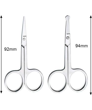 Nuosen 2 Pcs Stainless Steel Facial Hair Scissors Set for Men and Women - Nose, Beard, Moustache, Eyelash, and Eyebrow Trimmer - Buy Online on SooperMarket.com