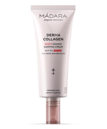 MADARA Organic Skin Care DERMA COLLAGEN Night Source Sleeping Cream Overnight Hydrating & Firming Cream with Peptides Algae & Hyaluronic Acid for Anti-Aging & Skin Renewal 70ml
