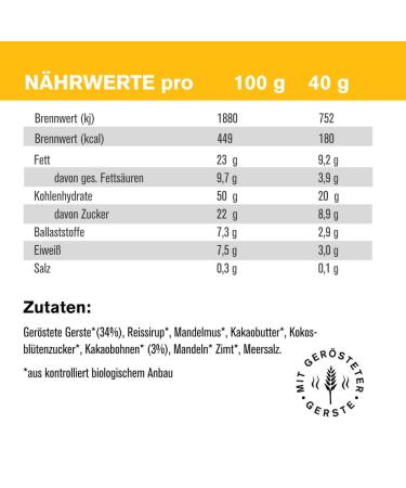 Tzampas Energierliegel Cacao NIBS - Organic Vegan Energy Bar with Raw Cocoa Nibs - 16x40g | Power Riegel for Cycling - Additive-Free & Healthy Snack - Buy Online on SooperMarket.com