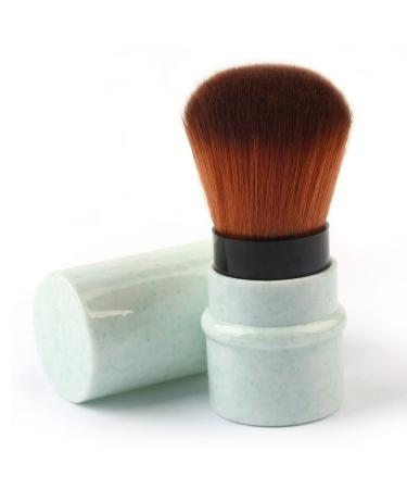 RN BEAUTY Retractable Kabuki Brushes Powder Brush Foundation Brush Blush Brush Face Blender Brush Mineral Blending Buffing Concealer Brush Makeup Brush Portable With Cover -Green