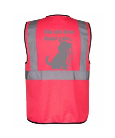 Safety vest for the dog owner with funny motif: DIE with the dog walks - Color: Pink Size: L Pink L