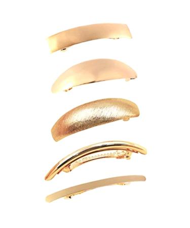 Snap Clips Metal Hair Clips For Women Simple Retro Large French Barrettes Hair Accessories For Women (Gold)