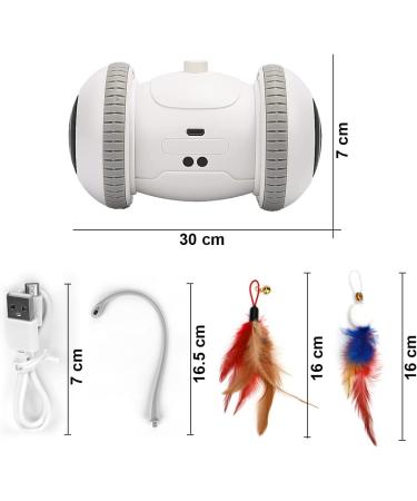 Nueplay Interactive Cat Toys with LED Light | Smart Electric Toy for Indoor Cats | USB Rechargeable Robotic Toy with Feathers | 2 Modes for Pet Exercise - Buy Online on SooperMarket.com