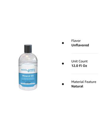 Acclaimed Oils Food Grade Mineral Oil - 12 Fl Oz - For Cutting Boards, Utensils, Bamboo, Marble, Soapstone, Countertops & Butcher's Blocks - Odorless, Made in USA - Buy Online on SooperMarket.com