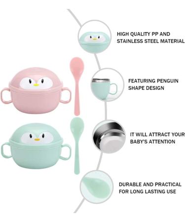 Tomaibaby 2 Sets Stainless Steel Baby Feeding Bowls with Spoons - Penguin Design for Infant Toddler Kids - Buy Online on SooperMarket.com
