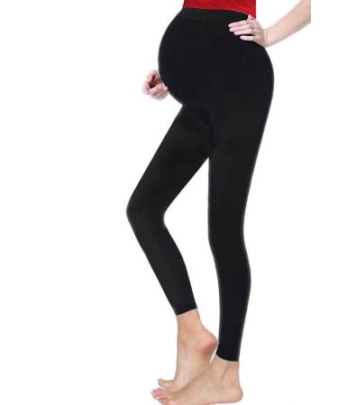 Crazy Chick Ladies Maternity Over Bump Stretchy Adjustable Full Ankle Length Leggings 16 Black