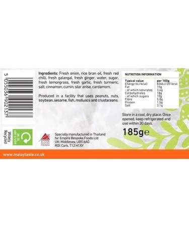 Malay Taste Curry Paste 185g Bundle - Rendang Nasi Goreng Sambal Oelek & Laksa - Buy Online on SooperMarket.com