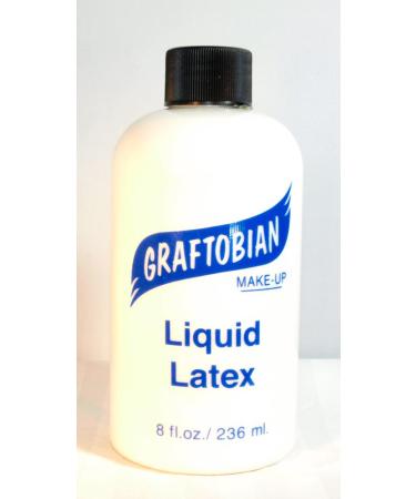 Graftobian Liquid Latex SFX Makeup - Professional Skin Safe Adhesive for Special Effects and Body FX For Theatrical Stage Cosplay and Halloween Makeup 8 ounces