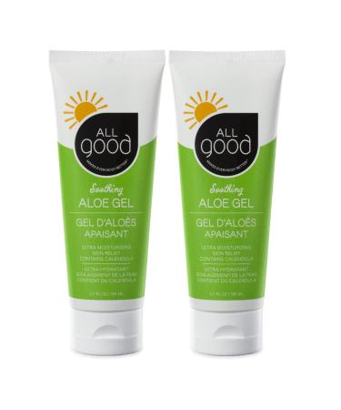 All Good Aloe Vera Gel | After Sun Lotion Sunburn Skin Repair | Moisturizing Organic Aloe for Skin Relief | Hydrating Hyaluronic Acid Niacinamide (Vitamin B-3) Non GMO Vegan | 3.7 oz (2-Pack)